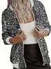 Ytterkläder plus storlek Casual Jacket Women's Dalmatian Print dragkedja långärmad rund halsbomber