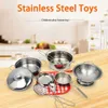 Cucine Gioca con il cibo 10 pezzi / set Cucina finta di cucinare Pentole per bambini Pentole in acciaio inossidabile Padelle Utensilsvaiduryb