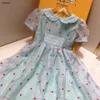 Luxury girl dress High quality silk child skirt Size 100-160 Cute embroidered candy baby clothes Short sleeve kids frock Jan20