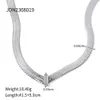 Pendant Necklaces Uworld Waterproof Stainless Steel Wide Snake Chain Necklace Zircon Metal Texture Silver Color Collar Fashion Jewelry Gift Women YQ240124