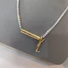 Gold Plated Diamond Luxury Halsband Birthday Travel Boutique Copper Halsband Designer Märke smyckesdesign gåva för kvinnor charmiga halsband med låda
