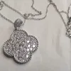 Van-Clef Arpes Ketting Designer Luxe Mode Dames Originele Kwaliteit Hanger Klassiek Grote Zirkoon Klavertje Vier Hoogwaardige Truiketting Volledige Diamanten Kraag