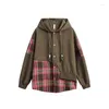 Felpe con cappuccio da uomo Plaid Hip Hop Spring Felpa da uomo Harakuju Streetwear Pullover Patchwork vintage