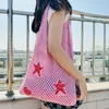 Evening Bags Crochet Tote Bag Five Star Hobo For Women Cute Summer Beach Hollow Out Shoulder Shopping