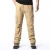 Large Pocket Loose Overalls Men's Outdoor Sports Jogging Military Tactical Pants Elastic Waist Pure Cotton Casual Work Pants 240118