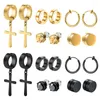 Boucles d'oreilles à tige en acier inoxydable, 10 paires, Punk, Non percé, croix, cerceau magnétique unisexe, Clip CZ, ensemble de boucles d'oreilles magnétiques