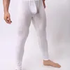 Calças masculinas apertadas calças masculinas ultrafinas u bolsa alta elasticidade longa johns leggings macio meados de cintura roupa interior pura para casa