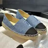 Luxury Designer Espadrilles Women Dress Shoes Fashion Fabric Espadrille Flat Loafers Quilted Leather Low Platform Heel espadrilles Comfy Casual loafer shoes 35-42