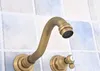 Bathroom Sink Faucets Antique Brass Widespread Wall-Mounted Tub 3 Holes Dual Handles Kitchen Basin Faucet Mixer Tap Asf528