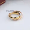 European and American Fashion Style Three Ring Bracelet Gold Plated Color Cartis Classic All Match Jewelry Designer for Women 8TBV