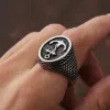 Bague d'ancrage Viking rétro à pois pour hommes, bague en or blanc 14K, Punk Hip Hop, bijoux de rue, cadeau