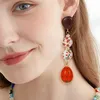 Dangle Earrings Sweet Cute Strawberry Fruit Long Drop Earring Printing Wood Beads Jewelry For Women Gifts