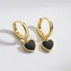 Boucles d'oreilles pendantes noires Y2K, anneau de fiançailles en forme de cœur en émail et Zircon pour femmes, accessoires bijoux de mariage de tempérament