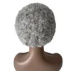 Brazylijskie dziewicze ludzkie włosy nr 1B80 Gray 4 mm root Afro Toupee 8x10 Pełna koronkowa jednostka dla starych czarnych mężczyzn