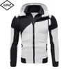 Double Zipper Mens Jackets Stitching Slim Fit Hooded Cardigan Patchwork Sweatshirt Casual Hoodies Male Outwear Coats 240119