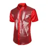 Men's Casual Shirts Men Relaxed Fit Shirt Shiny Surface Performance For Club Party 70s Disco Stage Show Long Sleeves Satin