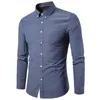 Chemises décontractées pour hommes Printemps Oxford pour hommes Slim Fit Solide Manches longues Chemise sociale Vêtements Blouse noire