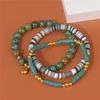 Strand Blue Heishi Polymer Clay Beads Bracelets 3Pcs/Set Natural Stone Granites Set Women Men Summer Beach Style Friends Gift