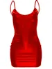 Casual Dresses LW Mini Dress Faux Leather Backless Cami Bodycon Spaghetti Strap Women Club Party Vestido