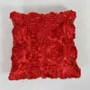 Pillow Case 3D Rose Flower Satin Sofa Waist Throw Cushion Cover Bedding Home Decor