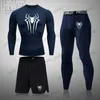 Survêtements pour hommes Costumes de sport Hommes Runing Compression T-shirt Gym Sports Vêtements formés MMA Pantalon de jogging Rashguard Vêtements Fitness SportWear Suit T240124