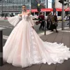 Romantische Ballkleid Brautkleider 2024 Schatz mit Spitzenapplikationen Perlen Brautkleid Abnehmbare Ärmel Tüll Vestidos de Novia