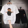 Tracki męskie 2023 NOWOŚĆ LETNE Zestaw Tshirt Men Funny Bear Print Botton Tracksuit Stroje Man Sportswear Hip Hop Trend odzieży 2 -częściowe zestawy T240129