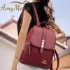 Backpack Style Women Women Capacidade Bolsas de alta qualidade Couro fêmea vintage bolsas escolares viagens Bagpack Ladies Bookbag Rucks329p