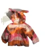 Abrigo de piel a rayas para niños, abrigo de invierno con decoración de orejas para niños y niñas con parte superior gruesa de forro polar