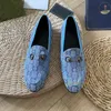 Zapatos de vestir de lujo Mocasines clásicos Medias zapatillas Diseñador Cuero genuino Mujeres Mulas negras Imprimir Zapatilla Sandalias planas de mezclilla