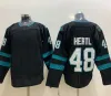 Herren-Hockey-Trikots 39 Logan Couture 48 Tomas Hertl 65 Erik Karlsson Blaugrüne schwarze genähte Hemden S-XXXL C-Patch