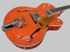 Dual F-Hole Hollow Body Jazz Electric Guitar OEM, Flame Maple Top, Large Vibrato System