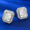 Stud Earrings European And American High Carbon Diamond 8 10mm Rectangular Emerald Cut Luxury Inlaid With Full Style