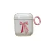 Cas de téléphone portable INS Corée Mignon 3D Rose Bow Transparent Cas Pour AirPods Pro 3 2 1 Étui D'écouteur Élégant Souple Silicone Housse De Protection Funda