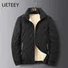 UETEEY 2024 Winter Parkas Men Lambswool Jackets Thicken Warm Waterproof Outdoor Casual Lightweight Male Coat Mens Jacket Outwear 240122