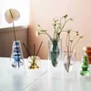 Vases Home decoration accessories Nordic Ins Colourful Glass Transparent Vase Living Room dining table Dried Flowers Hydroponic vasesL24