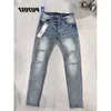 Mens Purple Designer Jeans Fashion Distressed Ripped Bikers Womens Denim Cargo for Men Black Pants