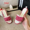 High quality sandals designer ladies slippers summer new fashion embroidery one word women's wear all-match net red Roman thick heel sandals