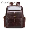 Contact van 100% Cowhide Leather Men's Backpack voor 13 inch laptop echte lederen bagpack casual mannelijke daypacks grote trav250B