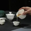 Theewaar Sets Gaiwan Van Set Service Pot Ceremonie Kopjes Reizen Fu Keramische Porseleinen Mok Theekopje Chinese Kung Draagbare