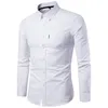 Chemises décontractées pour hommes Printemps Oxford pour hommes Slim Fit Solide Manches longues Chemise sociale Vêtements Blouse noire