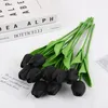 Decorative Flowers 10 Pcs Halloween Black Tulip Bride Home Decor Real Touch Tulips Emulation Adorn