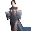 Этническая одежда, женское Ципао Cheongsam, изысканное роскошное вечернее платье с хвостом и бусинами, сексуальное без бретелек, перспективное банкетное платье, Vestidos