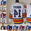 CCM Film Vintage Ice Hockey 9 Lanny McDonald Jerseys zszyte 14 Rene Robert 19 Joe Sakic 5 Rob Ramage 8 Teemu Selanne 1 Chico Resch Jersey Hig