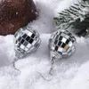 Boucles d'oreilles pendantes rétro Disco boule goutte pour femmes couleur argent miroir Vintage mode réfléchir la lumière bijoux de fête