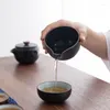 Teaware sätter tangpin svart porslin keramiska tekanna gaiwan te cup porslin bärbar resedrinkware