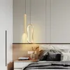 Moderne glans minimalistische LED kroonluchter hanglampen Scandinavische slaapkamer nachtkastje lange lijn licht ophangingen armatuur Home Decor