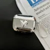 Mobiele telefoon hoesjes Luxe gegalvaniseerde zilveren oortelefoondoos voor Apple Airpods Pro Case voor AirPods 1 2 3 Cover Eenvoudige abstracte hartsleutelhanger Shell