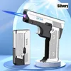 Lighters New Windproof Gas-Electric Plasma Type C USB Rechargable Lighter Gift Men Folding Gun Butane Torch Turbo Jet Flame Cigar Lighter YQ240124