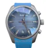 Relógio masculino de negócios, caixa de aço, movimento automático, mostrador azul, relógio de pulso 2813, pulseira de borracha, 41mm